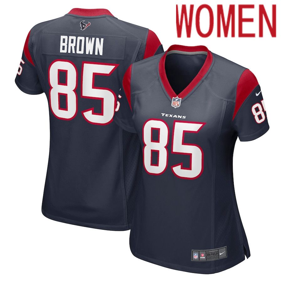 Women Houston Texans 85 Pharaoh Brown Nike Navy Nike Game NFL Jersey